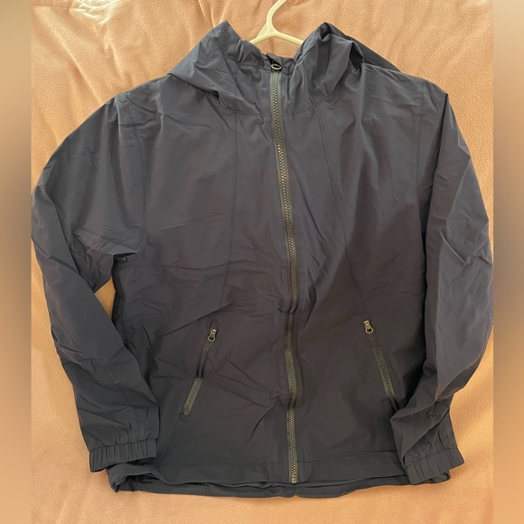 Navy blue jacket with hood - Picture 1 of 5